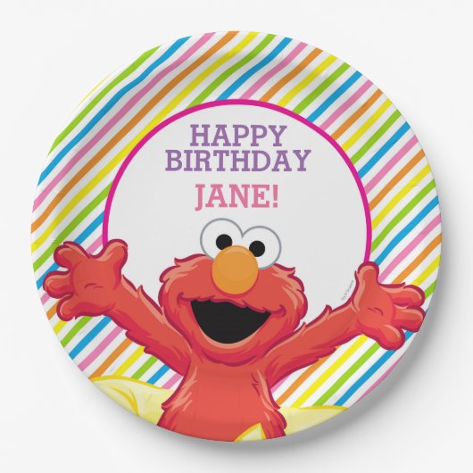 Sesamstraat | Birthday Elmo Girl Papieren Bordje (Voorkant)