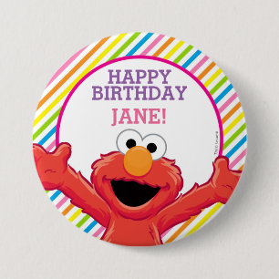 Sesamstraat   Birthday Elmo Girl Ronde Button 7,6 Cm