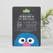 Sesamstraat | Birthday Grover Chalkboard Kaart (Staand voorkant)