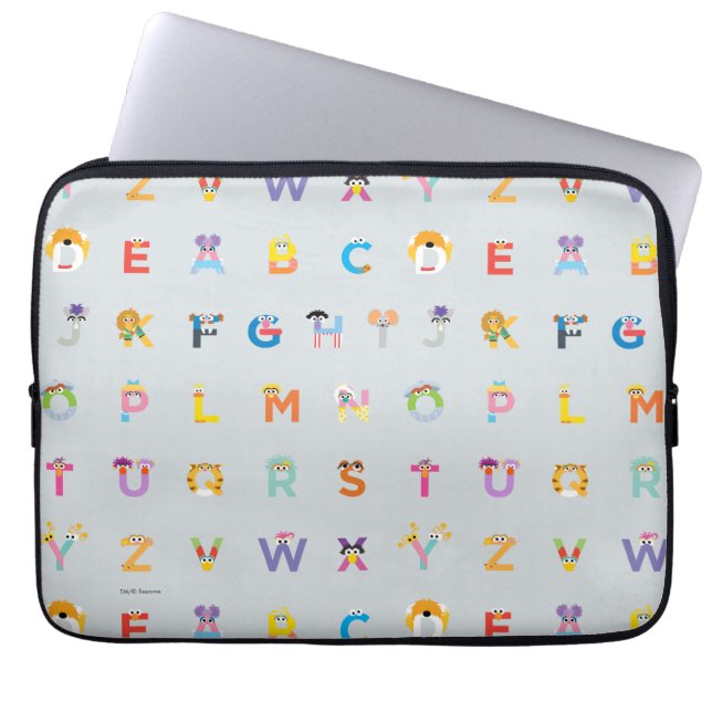 Sesamstraat | Brieven van het alfabet Laptop Sleeve (Voorkant)