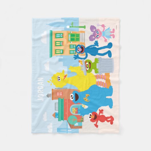 Sesamstraat | Buurscène Fleece Deken (Voorkant)