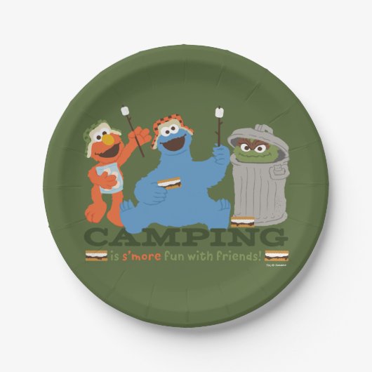 Sesamstraat | Camping is meer leuk met vrienden Papieren Bordje (Voorkant)