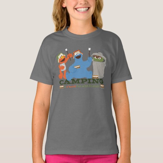 Sesamstraat | Camping is meer leuk met vrienden T-shirt (Voorkant)