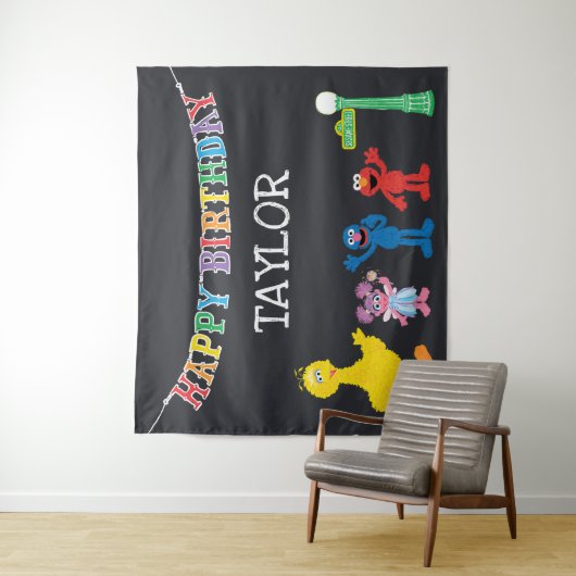 Sesamstraat Chalkboard Birthday Wandkleed (In situ)