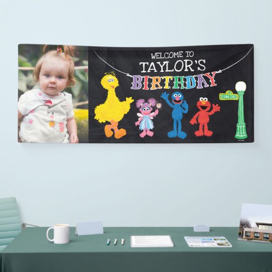 Sesamstraat Chalkboard Rainbow Verjaardag Welkom Spandoek (Beurs)
