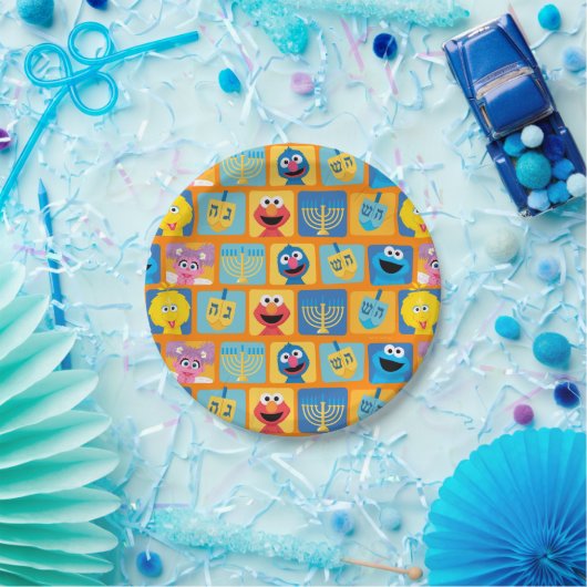 Sesamstraat Chanoeka patroon Papieren Bordje (Feest)
