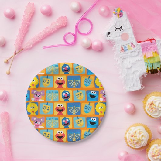 Sesamstraat Chanoeka patroon Papieren Bordje (Feest)