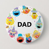 Sesamstraat Confetti Verjaardagskind's vader Ronde Button 7,6 Cm (Voorkant)