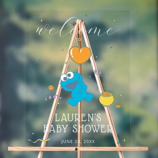 Sesamstraat | Cookie Monster Baby shower Welkom Acryl Bord (Neutraal)