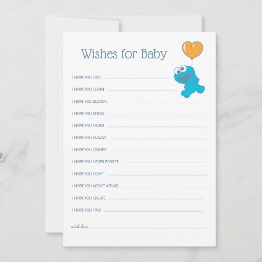 Sesamstraat | Cookie Monster Baby shower Wishes Notitiekaartje (Voorkant)