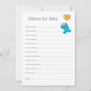 Sesamstraat   Cookie Monster Baby shower Wishes Notitiekaartje