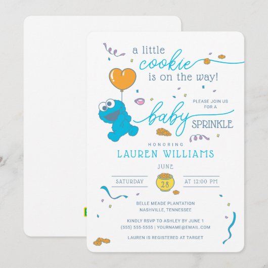 Sesamstraat | Cookie Monster Baby Sprinkle Kaart (Voorkant / Achterkant)