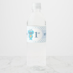 Sesamstraat Cookie Monster Baby Verjaardag Waterfles Etiket