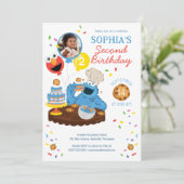 Sesamstraat | Cookie Monster Cake Foto Verjaardag Kaart (Staand voorkant)