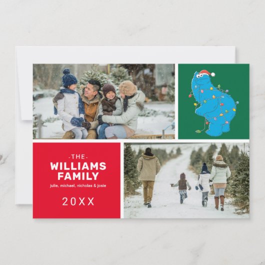 Sesamstraat | Cookie Monster Family Foto Feestdagenkaart (Voorkant)