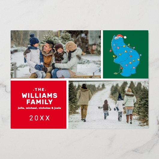 Sesamstraat | Cookie Monster Family Foto Folie Feestdagenkaart (Voorkant)