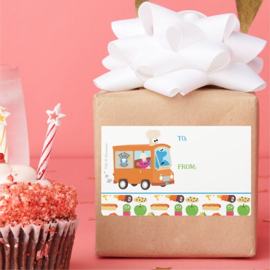 Sesamstraat Cookie Monster Foodie Truck Rechthoekige Sticker (Feest)