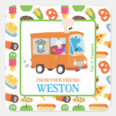 Sesamstraat Cookie Monster Foodie Truck Vierkante Sticker (Voorkant)