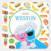 Sesamstraat Cookie Monster Foodie Truck Vierkante Sticker (Voorkant)