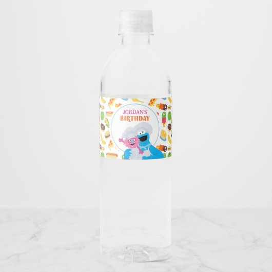 Sesamstraat Cookie Monster Foodie Truck Waterfles Etiket (Voorkant)