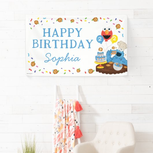Sesamstraat | Cookie Monster Gelukkige Verjaardag Spandoek (Insitu)