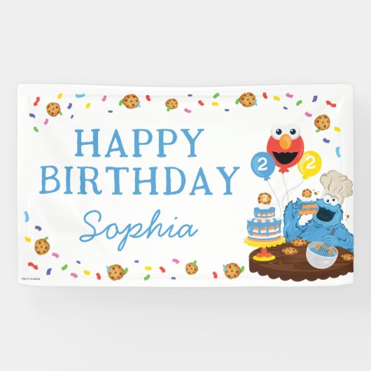 Sesamstraat | Cookie Monster Gelukkige Verjaardag Spandoek (Horizontaal)