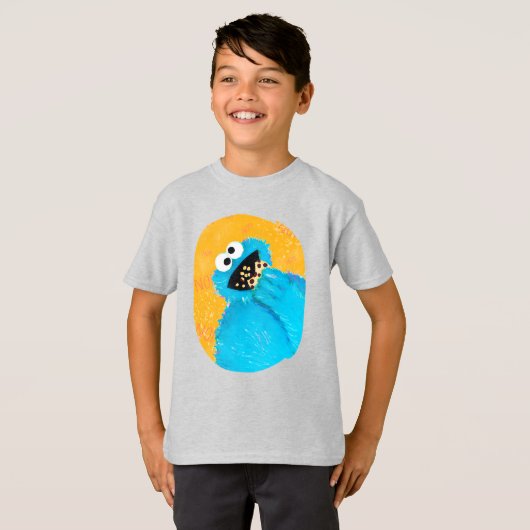 Sesamstraat Cookie Monster Karakter Kunst T-shirt (Voorkant volledig)