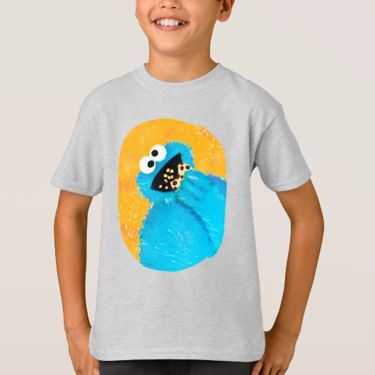 Sesamstraat Cookie Monster Karakter Kunst T-shirt (Voorkant)