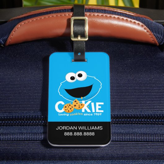 Sesamstraat | Cookie Monster Loving Cookies Bagagelabel (Voorkant Insitu 2)