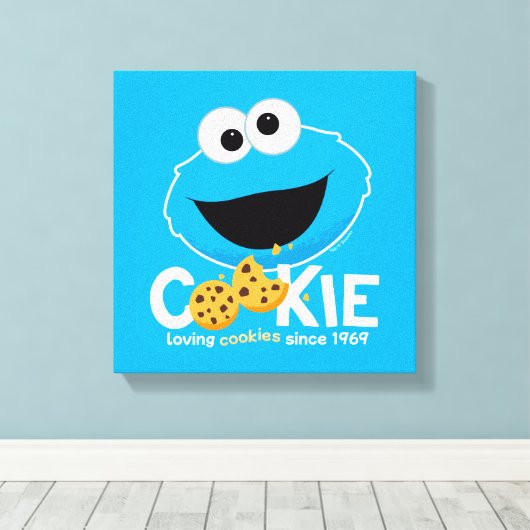 Sesamstraat | Cookie Monster Loving Cookies Canvas Afdruk (Insitu (Houten vloer))