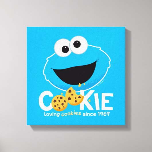 Sesamstraat | Cookie Monster Loving Cookies Canvas Afdruk (Voorkant)