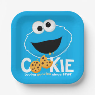 Sesamstraat   Cookie Monster Loving Cookies Papieren Bordje