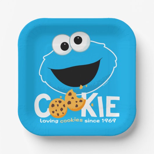Sesamstraat | Cookie Monster Loving Cookies Papieren Bordje (Voorkant)