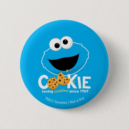 Sesamstraat | Cookie Monster Loving Cookies Ronde Button 5,7 Cm (Voorkant)