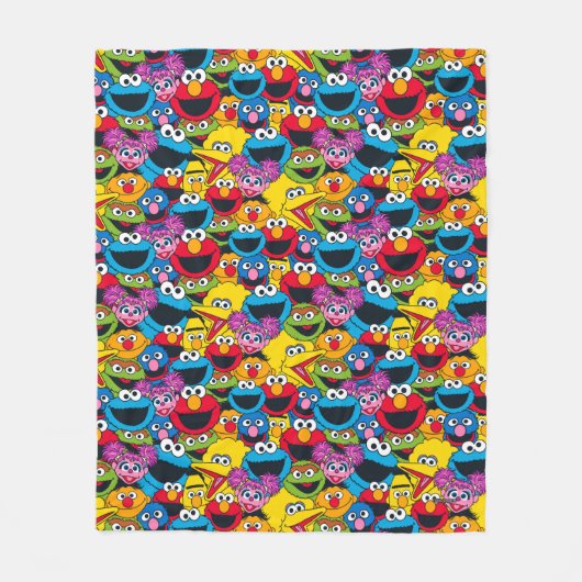 Sesamstraat Crew Pattern Fleece Deken (Voorkant)