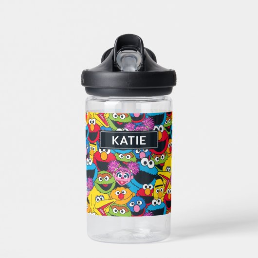 Sesamstraat Crew Pattern | Jouw namen toevoegen Waterfles (Voorkant)