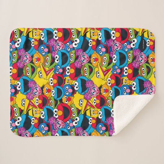 Sesamstraat Crew Pattern Sherpa Deken (Voorkant (horizontaal))