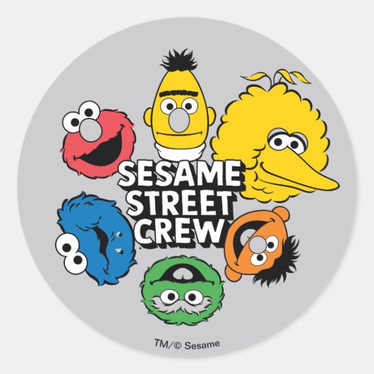 Sesamstraat Crew Ronde Sticker (Voorkant)