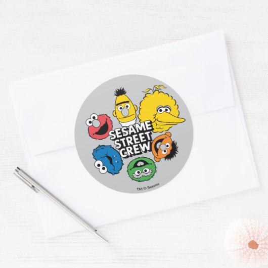 Sesamstraat Crew Ronde Sticker (Envelop)