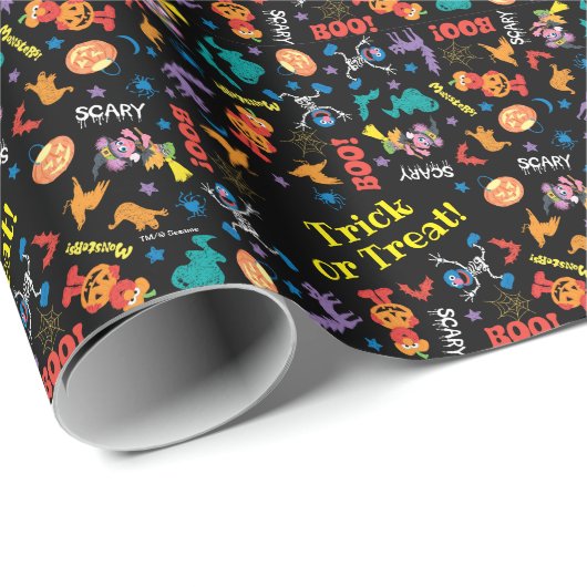 Sesamstraat | Cute Halloween Pattern Cadeaupapier (Rol Hoek)