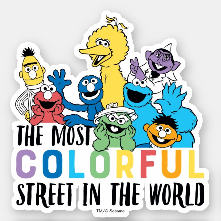 Verdraaiing duim Gemaakt om te onthouden Sesamstraat | De meest kleurrijke straat Sticker | Zazzle.nl