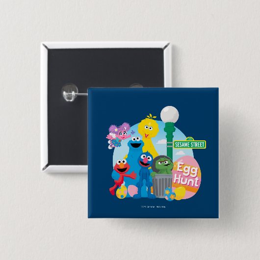 Sesamstraat Easter Egg Hunt Vierkante Button 5,1 Cm (Voorkant /achterkant)