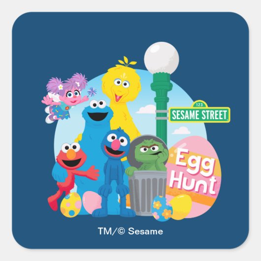 Sesamstraat Easter Egg Hunt Vierkante Sticker (Voorkant)
