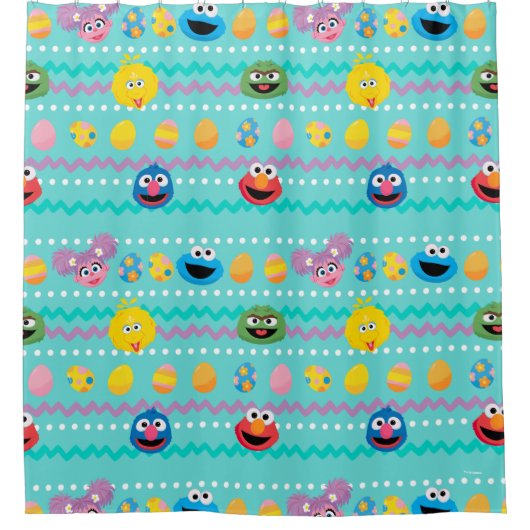 Sesamstraat Easter Egg Pattern Douchegordijn (Voorkant)