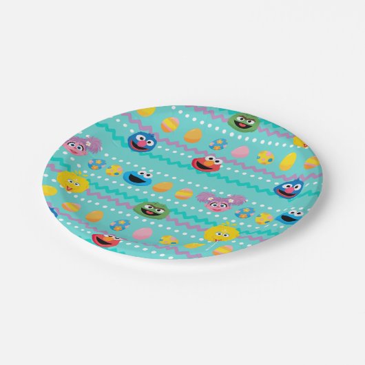 Sesamstraat Easter Egg Pattern Papieren Bordje (Gekanteld)