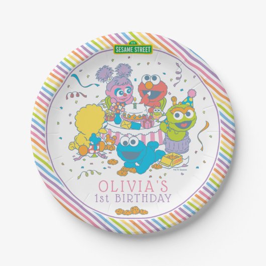 Sesamstraat | Eerste verjaardag van de baby Papieren Bordje (Voorkant)