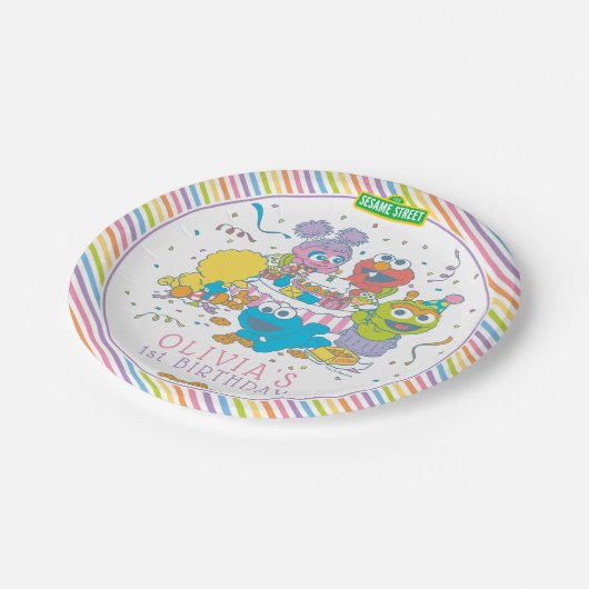 Sesamstraat | Eerste verjaardag van de baby Papieren Bordje (Gekanteld)