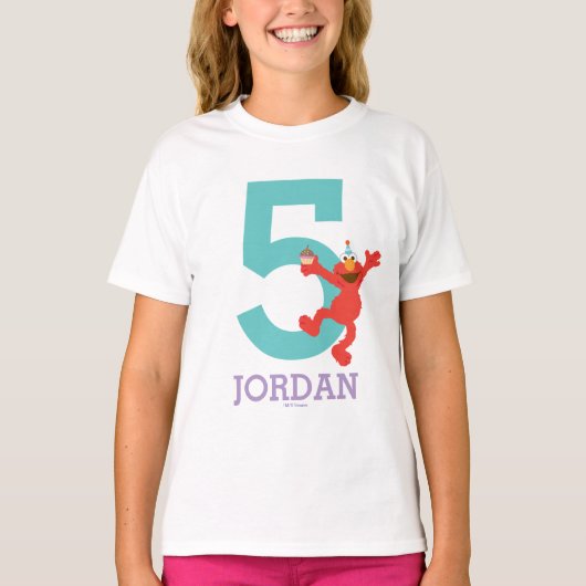 Sesamstraat | Elmo - 5 jaar Confetti T-shirt (Voorkant)