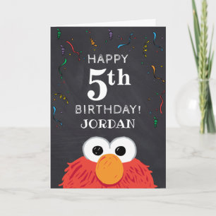 Sesamstraat   Elmo 5th Birthday Chalkboard Kaart