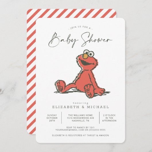 Sesamstraat  Elmo Baby shower Kaart (Voorkant / Achterkant)